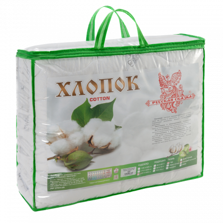 Одеяло "Хлопок" 1,5 сп Русская сказка (стандарт) тик