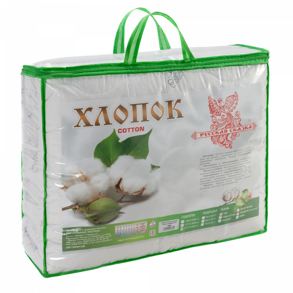 Одеяло "Хлопок" 1,5 сп Русская сказка (стандарт) тик